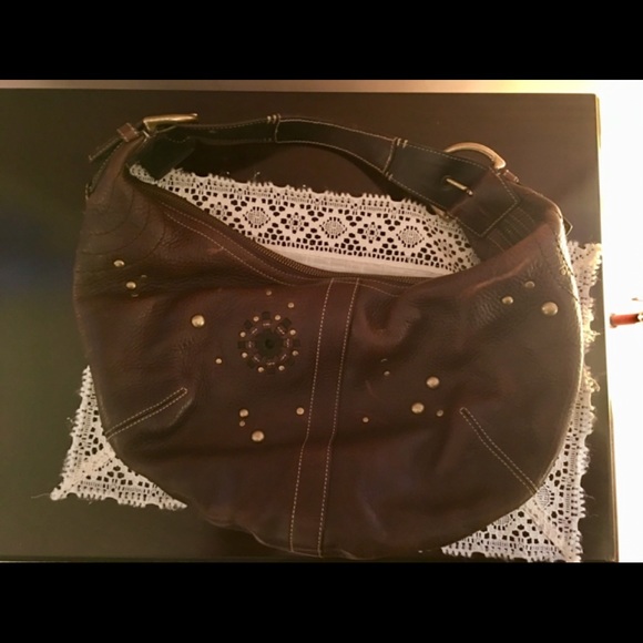 NEW COACH Gorgeous Brown Leather Embellished Hobo - Picture 6 of 8